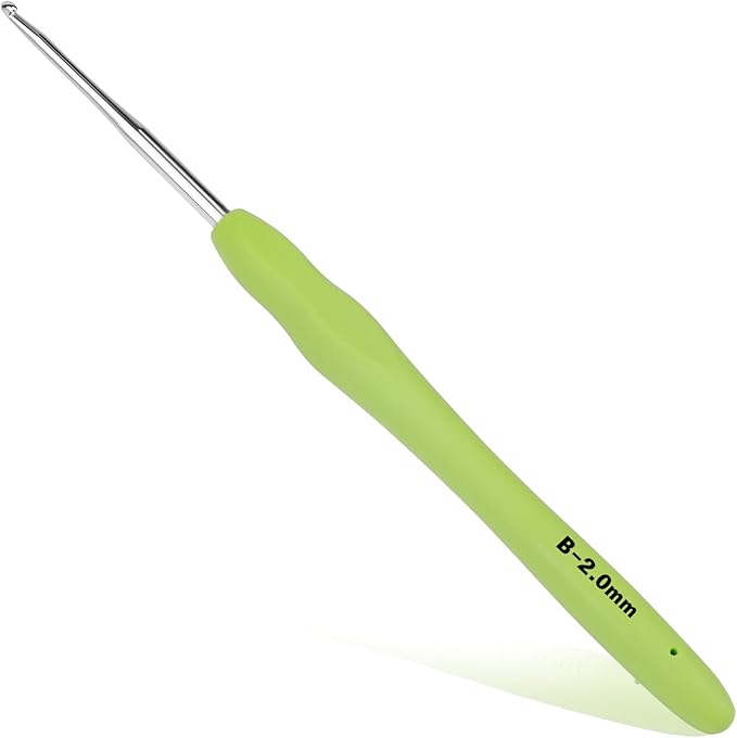 Crochet Hook, 2.0 mm Ergonomic Crochet Hook, Crochet Needles for Arthritic Hands, Knitting Needles with Soft Handle Beginners and Experienced Hobbyists (2.0 mm)