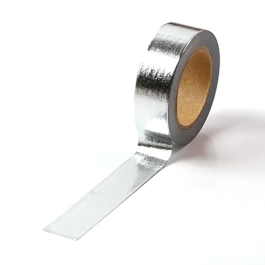 Silver Washi tape Silver foil washi tape for wall Decorative tape for crafts Washy-tape Mirror tape Silver strips for wall decor Metallic washi tape Silver duct tape(0.59in x33FT,Silver,2 rolls)
