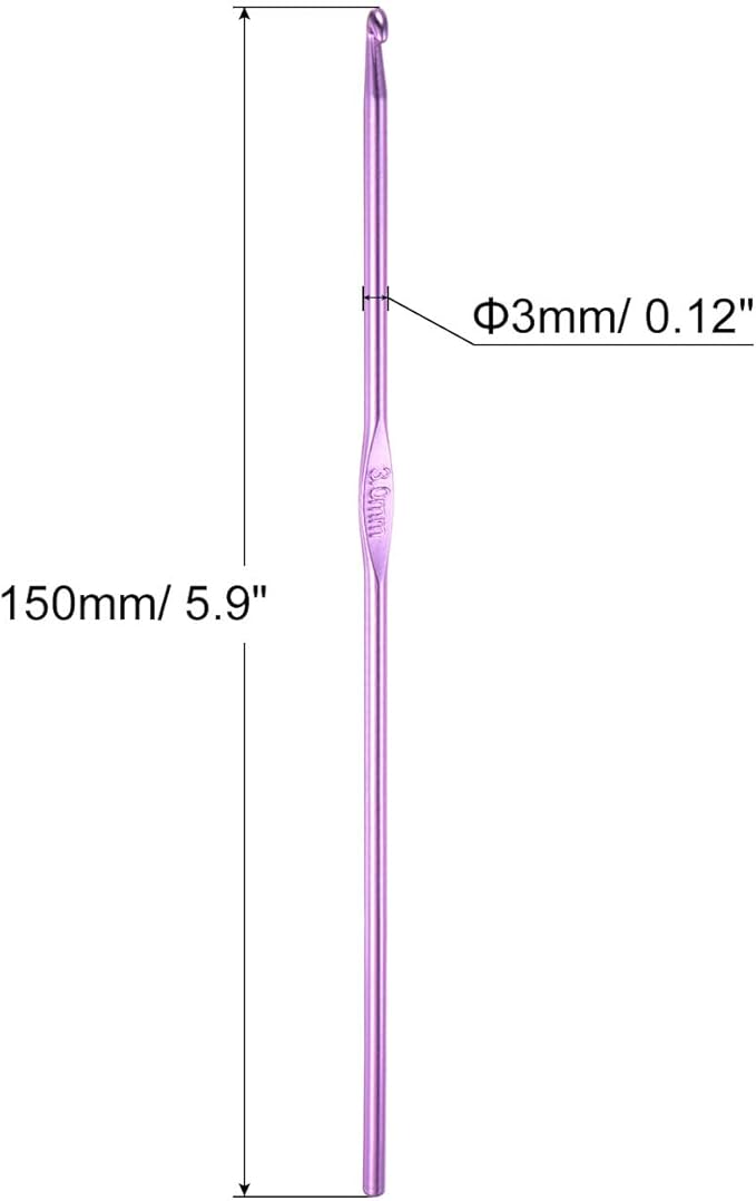 uxcell 20Pcs Aluminum Crochet Hook 3.0mm Knitting Needles for DIY Craft Yarn Purple