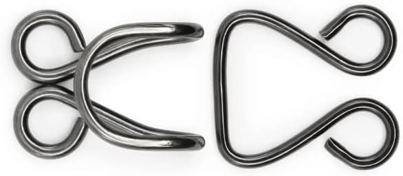 Lakesstory Metal Hooks & Eyes Closure - Heavy Duty Black Hooks for Clothing, Skirt & Pants Closures, 4 Sets