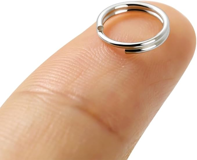 2 Pcs 925 Sterling Silver Split Jump Ring Connector Charm Jewelry Findings Key Ring (8mm)