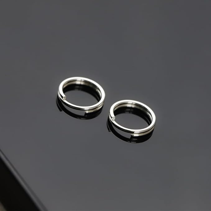 2 Pcs 925 Sterling Silver Split Jump Ring Connector Charm Jewelry Findings Key Ring (8mm)
