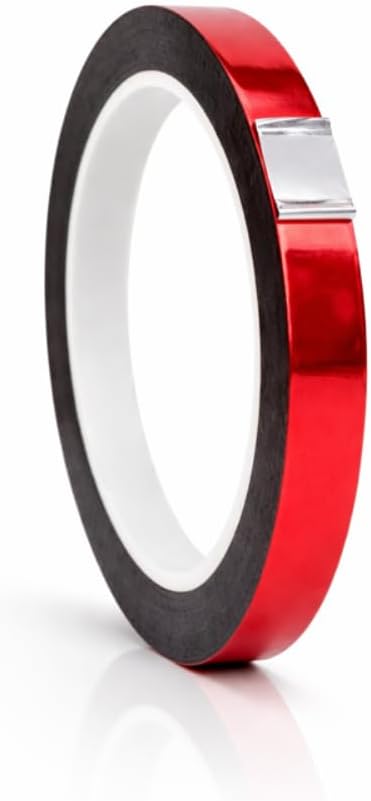 WOD MPFT2 Red Metalized Polyester Mylar Film Tape with Acrylic Adhesive, 3/8 inch x 72 yds. Vibrant Mirror Red Tape, Decor Tape for Detailing Accent Wall, Graphic Arts, Car and Boat Trim