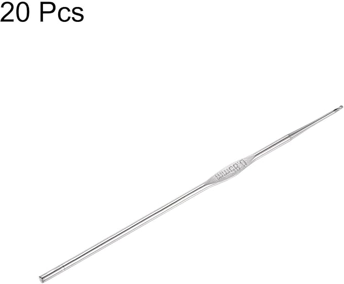 uxcell 20Pcs Crochet Hook Stainless Steel 0.85mm US Size 13 Metal Knitting Needles for DIY Craft Lace Yarn