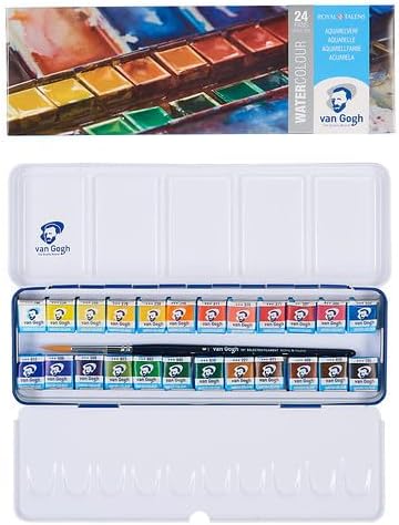 Van Gogh Watercolor Paint Set, Metal Tin, 24-Half Pan
