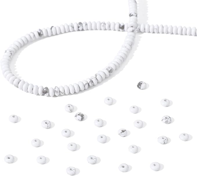 beadia natural white howlite disk stone beads 4x2mm 160pcs rondelle loose semi gemstone beads for jewelry making design