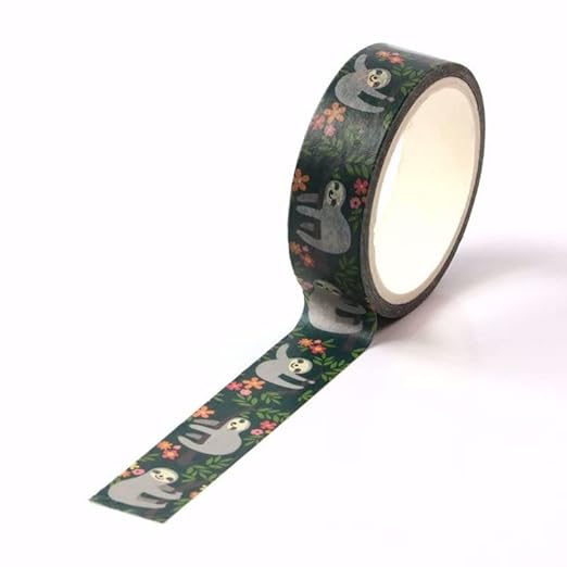 Cute Sloth Washi Tape,5/8" x 197 inches(15mm*5M) Cute Sloth Washi Tape, Masking Tape Craft Supplies Tape for Scrapbooking DIY Craft Decorative Washi Tape