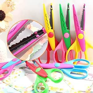 UCEC Craft Scissors Decorative Edge, ABS Resin Scrapbook Scissors with 8 Pattern, Safe Smoothly Cutting, Set of 8, Funny&Colorful