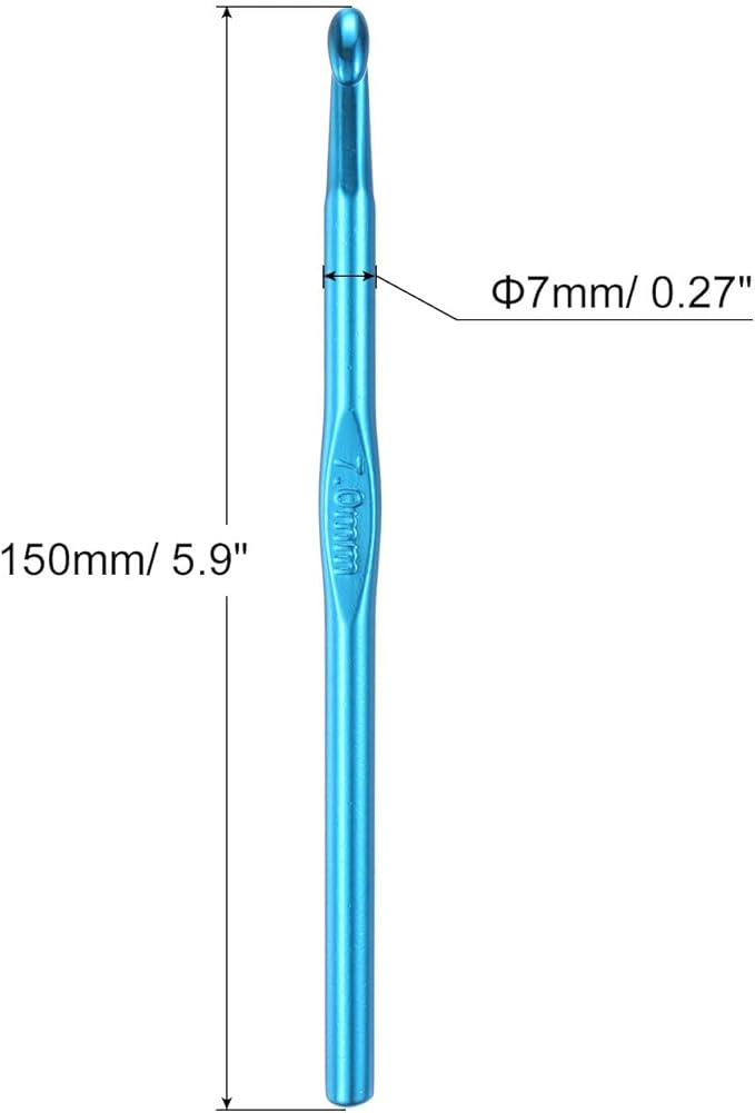uxcell Aluminum Crochet Hook 7mm Knitting Needles for DIY Craft Yarn Blue 6Pcs