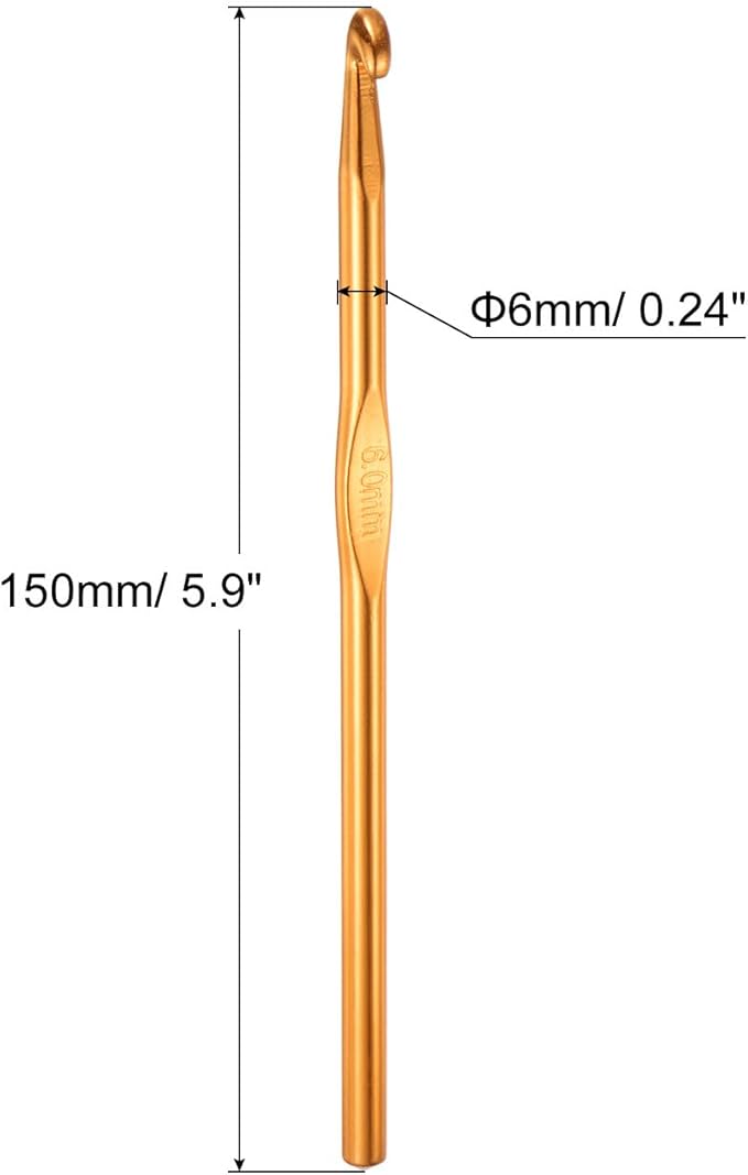 uxcell 20Pcs Aluminum Crochet Hook 6.0mm US Size J (Size 10) Knitting Needles for DIY Craft Yarn Gold Tone