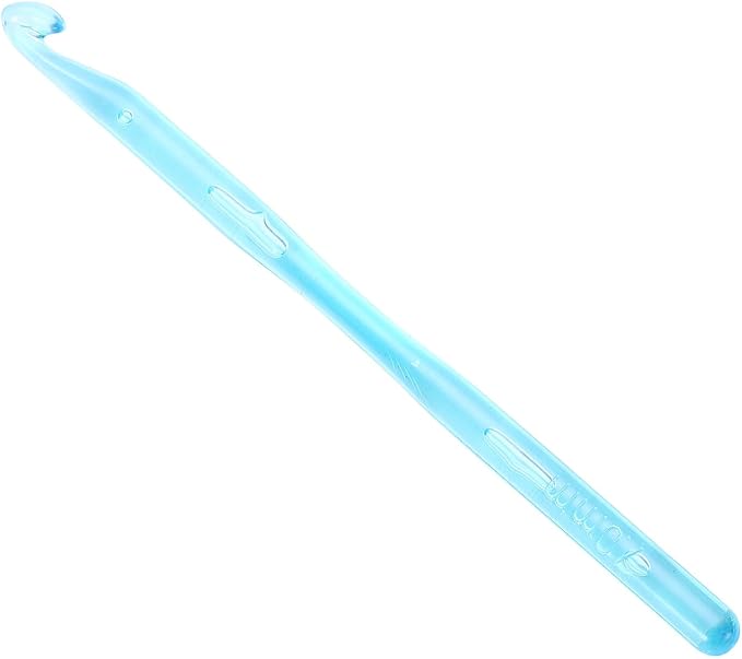 uxcell Crochet Hooks 7mm Ergonomic Knitting Needle Plastic Colorful Transparent Crochet Hooks for DIY Crocheting Yarn Blanket Carpet Weaving, Light Blue