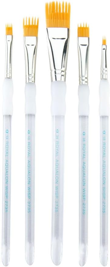 Royal & Langnickel Aqualon Wisp Flat Artist Brush Set, 5-piece