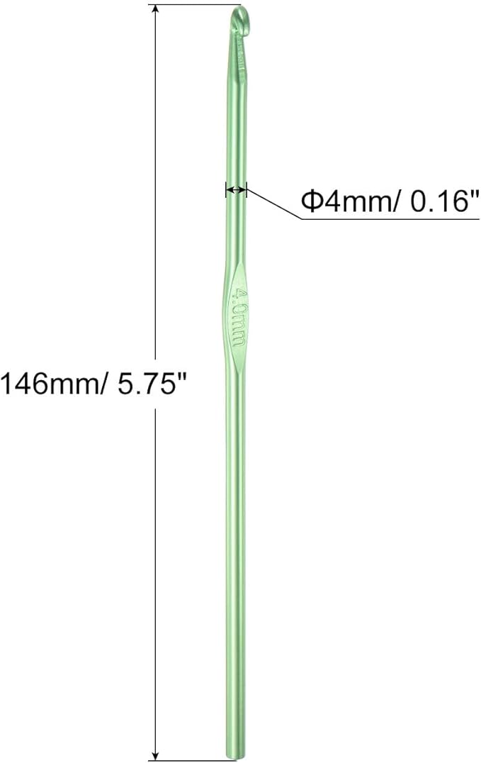 uxcell Aluminum Crochet Hook 4mm US Size G (Size 6) Knitting Needles for DIY Craft Yarn Green 10Pcs