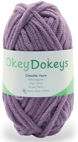 Size 6 Chenille Yarn 50g/32yds, 100% Polyester, Never Compressed to Keep Yarn Fluffy, 1 Pack, Each Skein - 1.76oz/50g, 32yds/35m, for Crocheting and Amigurumi, Pastel Purple, Color 28