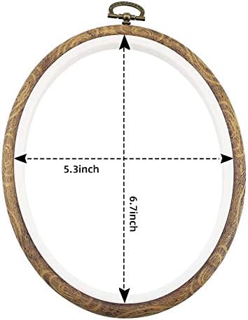 guofa 6.7'' oval embroidery hoops- 2pcs 17x13cm decorative cross stitch hoops, imitated wood resin embroidery frame hoop for art craft sewing