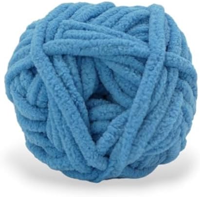 Size 6 Chenille Yarn 150g/96yds, 100% Polyester, Never Compressed to Keep Yarn Fluffy, 3 Packs, Each Skein - 1.76oz/50g, 32yds/35m, for Crocheting and Amigurumi, True Blue, Color 17