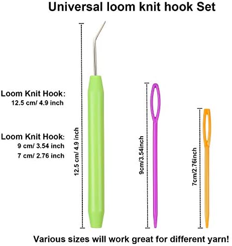 WILLBOND Knitting Loom Hooks, Crochet Hook Set, 6 Pcs Green Knit Loom Hooks with 12 Pcs Colorful Plastic Sewing Needles for Knifty Knitting Knitter Crafts
