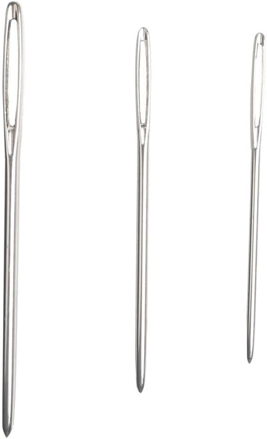 Hekisn Large-Eye Blunt Needles, 12 Pieces Pro Quality Stainless Steel Yarn Knitting Needles, Sewing Needles, Crafting Knitting Weaving Stringing Needles (12 Pieces)