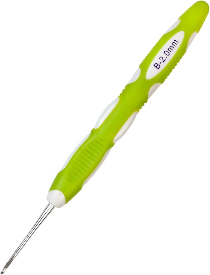 Mdoker Size B/1(2mm) Crochet Hook,Extra Long Crochet Hooks Needles for Arthritic Hands,Ergonomic Grip Soft Handles for Beginners and Experiecced Crochet Lover,Comfortable/Smooth/Ergonomic