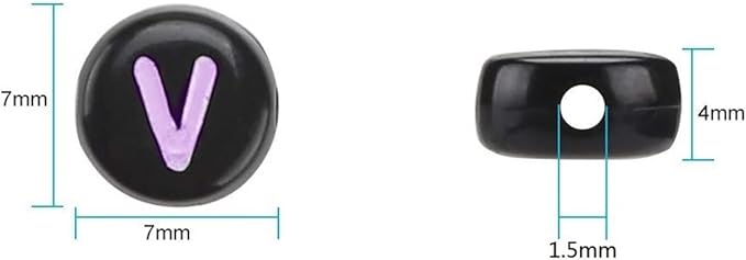 Amaney 1000pcs Alphabet Beads 4x7mm Round Letter Beads Black Acrylic with Colorful Letter for Jewelry Making