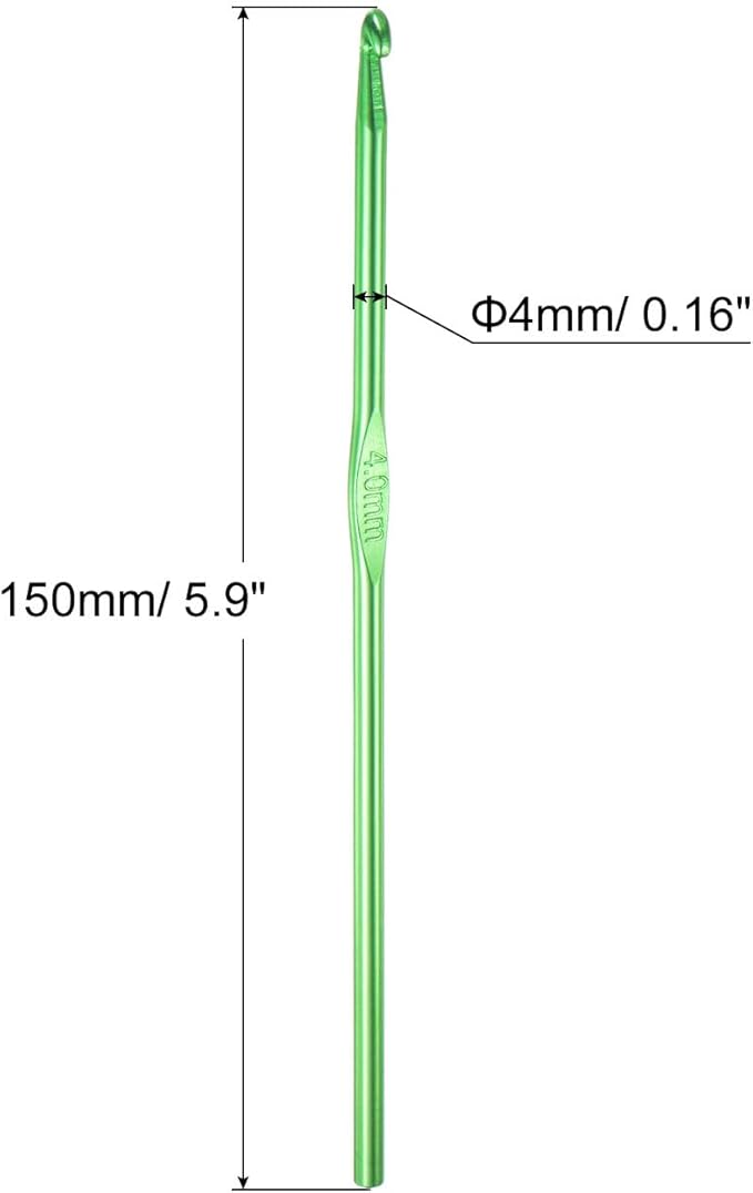 uxcell 20Pcs Aluminum Crochet Hook 4.0mm US Size G (Size 6) Knitting Needles for DIY Craft Yarn Green