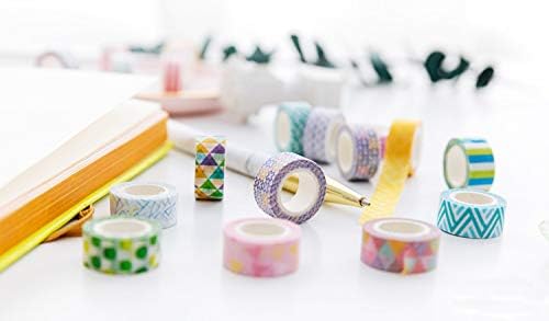 YUBBAEX 24 Rolls Washi Tape Set Basic Skinny Masking Decorative Tapes for Arts, DIY Crafts, Journals, Planners, Scrapbooking, Wrapping (Mini Graphics)