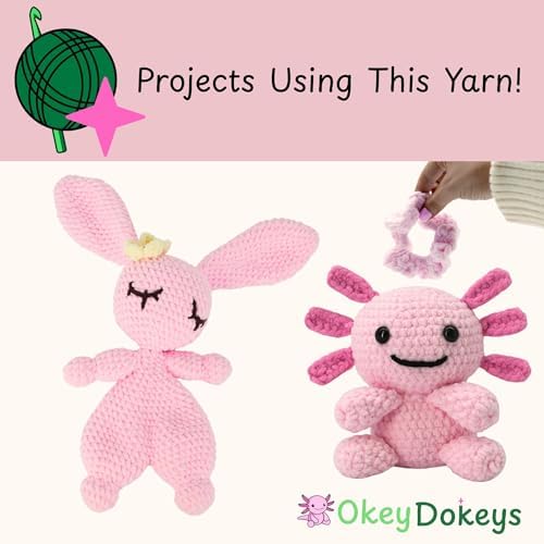 Size 6 Chenille Yarn 50g/32yds, 100% Polyester, Never Compressed to Keep Yarn Fluffy, 1 Pack, Each Skein - 1.76oz/50g, 32yds/35m, for Crocheting and Amigurumi, Cotton Cany Pink, Color 1