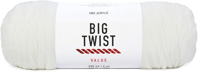 Big Twist Value Worsted Yarn, Ivory, 3-Pack Bundle (1,140 Total Yards) - GUARANTEED MATCHING DYE LOT