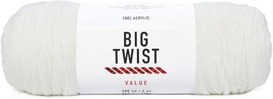 Big Twist Value Worsted Yarn, Ivory, 3-Pack Bundle (1,140 Total Yards) - GUARANTEED MATCHING DYE LOT