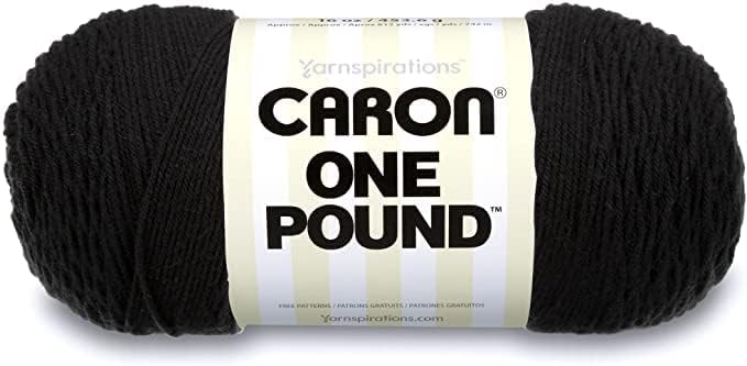 Caron One Pound Black Yarn - 2 Pack of 454g/16oz - Acrylic - 4 Medium (Worsted) - 812 Yards - Knitting/Crochet