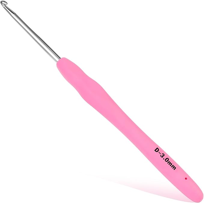 Crochet Hook, 3.0 mm Ergonomic Crochet Hook, Crochets Needles, Ergonomic Handle, Knitting Needles with Soft Handle Beginners and Experienced Crocheting Hobbyists (3.0 mm)