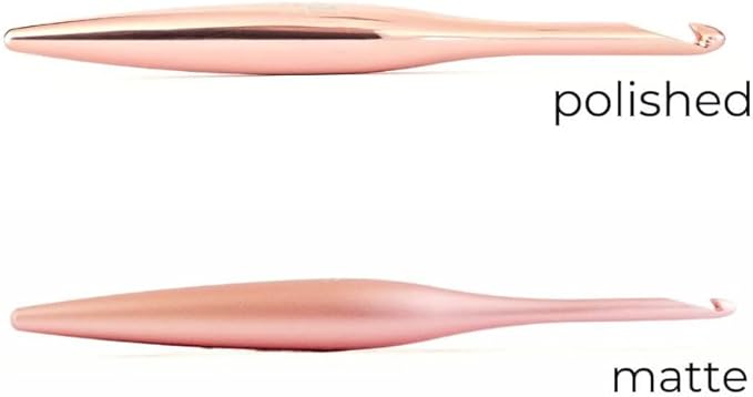 Furls Crochet Hook, Blush Streamline Metal Polished & Matte Finish, Ergonomic Handle Crochet Hooks 7" (Blush - Polished, H - 5.00MM)