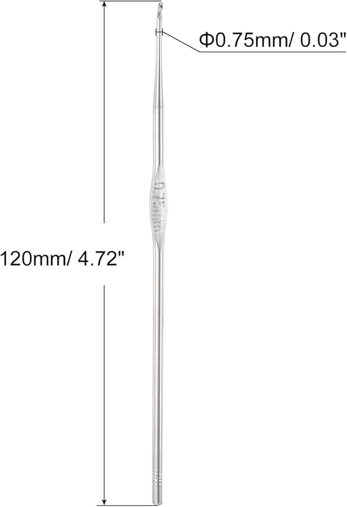 uxcell 20Pcs Crochet Hook Stainless Steel 0.75mm US Size 14 Metal Knitting Needles for DIY Craft Lace Yarn