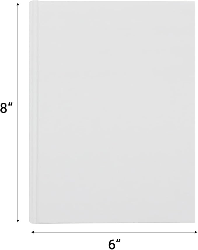 zmybcpack 12 pack white hardcover blank book 6x8 inch, hardcover blank book for students to write stories, hardcover sketchbooks journal（white，22 sheets/ 44 pages each）