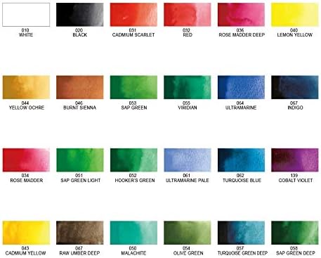 Kuretake GANSAI TAMBI Watercolor Paint Set, 24 Colors, Professional-quality for artists and crafters, for kids, adult, Made in Japan