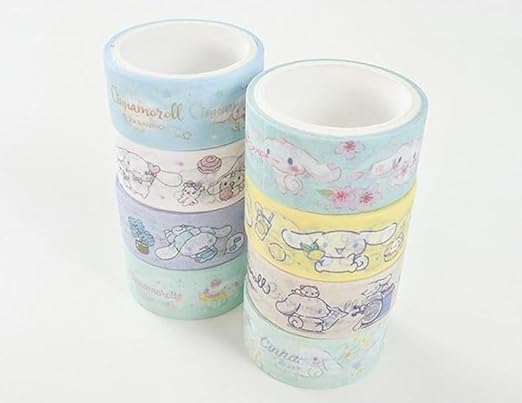 Cute Masking Tape, Washi Tape Set, 8 Pack, 0.6 Inch Wide (SkyBlue)