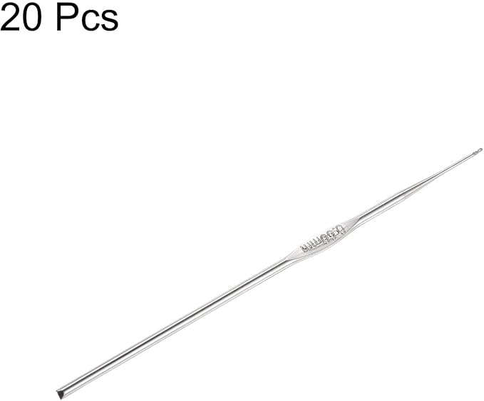 uxcell 20Pcs Crochet Hook Stainless Steel 0.6mm Metal Knitting Needles for DIY Craft Lace Yarn