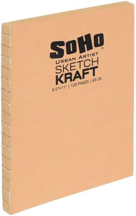 SoHo Urban Artist Open Bound Sketch Pads - Open Coptic Bound Sketch Pads for Drawing, Calligraphy, Any Dry Media, & More! - [Kraft - 8.5x11 - Single]