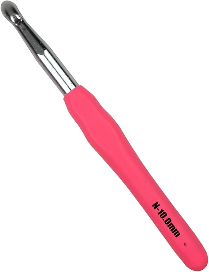 Mdoker Extra Long Crochet Hooks,Large Size N/P/15(10.0mm) Crochet Needles,Ergonomic Grip Soft Handles for Handmade DIY Crocheting,Perfect for Arthritic Hands