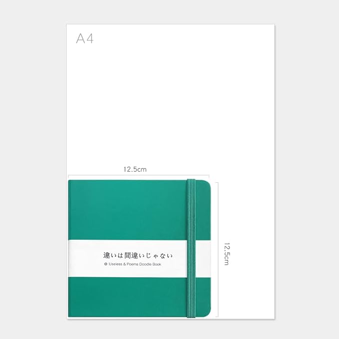 Mifuner Small Square 5x5 80gsm Mini Notebooks Blank Pages Sketchbooks Travel Journal Pocket Hardcover Paint Writing Notebook Blank Diary Memo Planner Sketchbook PU Leather Cover, Dark Green