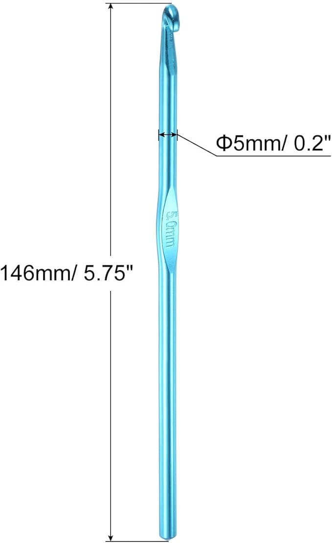 uxcell Aluminum Crochet Hook 5mm US Size H (Size 8) Knitting Needles for DIY Craft Yarn Blue 10Pcs