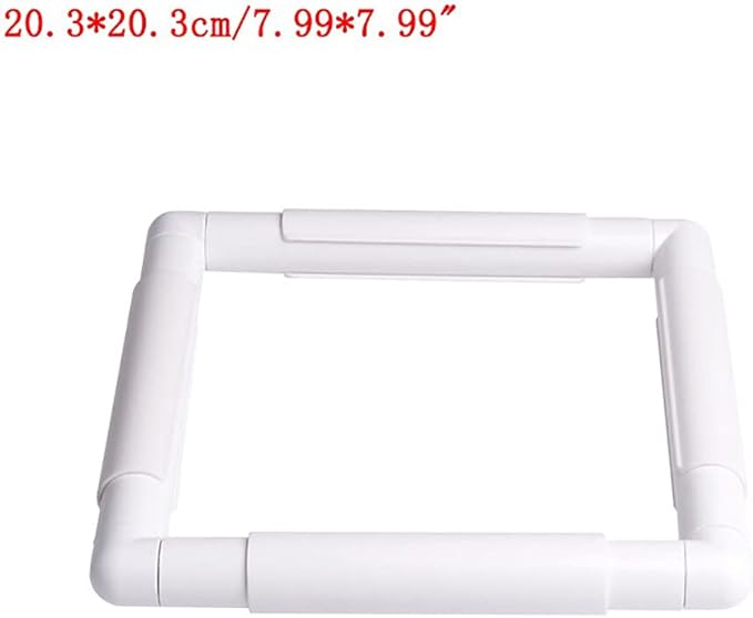 square embroidery hoop, plastic cross stitch frame white cross stitching frame sewing hoop handhold craft clip frame embroidery snap frame hoop diy sewing tools for cross stitching (8x8 inches)
