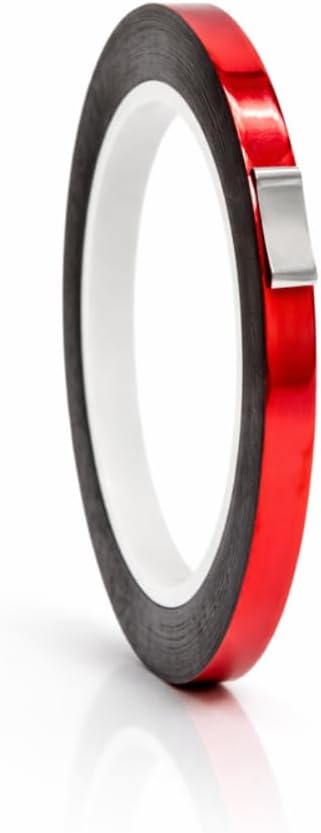 WOD MPFT2 Red Metalized Polyester Mylar Film Tape with Acrylic Adhesive, 1/4 inch x 72 yds. Vibrant Mirror Red Tape, Decor Tape for Detailing Accent Wall, Graphic Arts, Car and Boat Trim