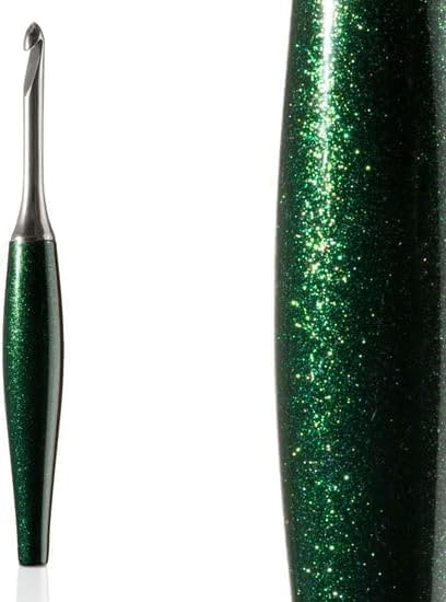 Furls Crochet Hook, Odyssey Emerald Green, Nickel Plated Tip for Effortless Glide, Ergonomic Handle Crochet Hooks 7" (F - 3.75MM)