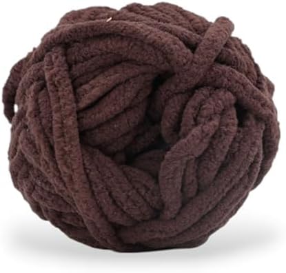 Size 6 Chenille Yarn 150g/96yds, 100% Polyester, Never Compressed to Keep Yarn Fluffy, 3 Packs, Each Skein - 1.76oz/50g, 32yds/35m, for Crocheting and Amigurumi, Cocoa Brown, Color 13