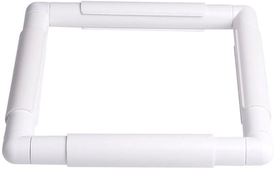 square embroidery hoop, plastic cross stitch frame white cross stitching frame sewing hoop handhold craft clip frame embroidery snap frame hoop diy sewing tools for cross stitching (8x8 inches)