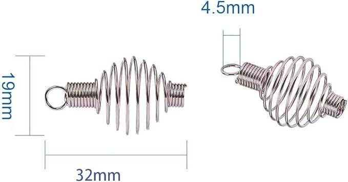 PH PandaHall 15 Pcs Stainless Steel Wrap-Around Spiral Round Bead Cages Pendant Charm 32x19mm for Jewelry Making