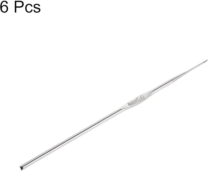 uxcell Stainless Steel Crochet Hook 0.5mm Knitting Needles for DIY Craft Yarn 6Pcs