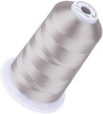 Simthread 5500Yds Embroidery Thread, 5000M High-Yardage 40WT 100% Polyester Thread – 170+ Vivid Colors, High-Speed Rated – Compatible with Brother, Singer, Janome & More - Powder Gray S103