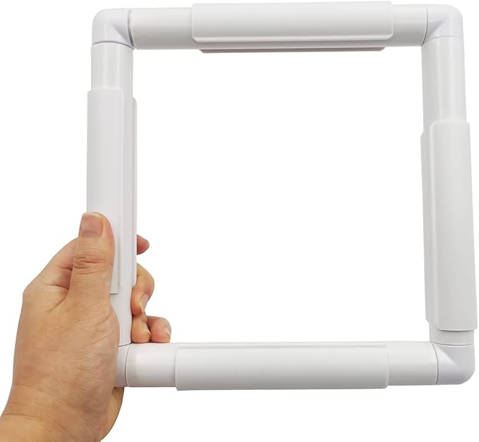 8 x 8" white plastic cross stitch frame square embroidery hoop diy sewing tools sewing hoop handhold craft clip embroidery snap frame hoop for cross stitching quilting